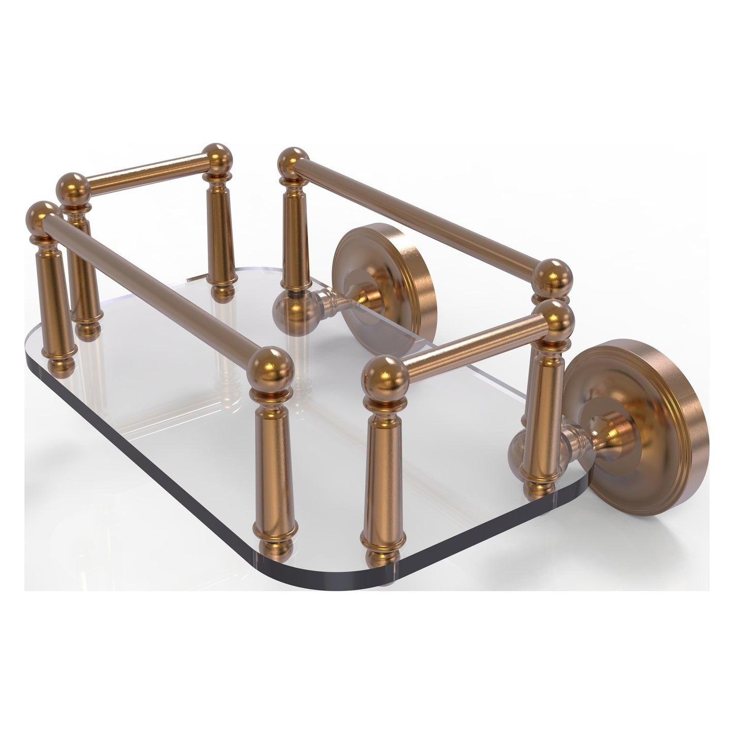 Allied Brass Prestige Regal 10.25" x 8" Brushed Bronze Solid Brass PR-GT-5 Wall-Mounted Glass Guest Towel Tray