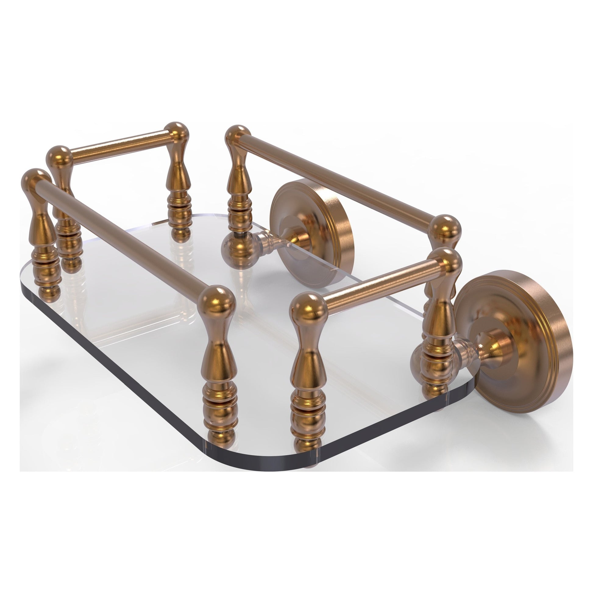 Allied Brass Prestige Regal 10.25" x 8" Brushed Bronze Solid Brass PR-GT-6 Wall-Mounted Glass Guest Towel Tray