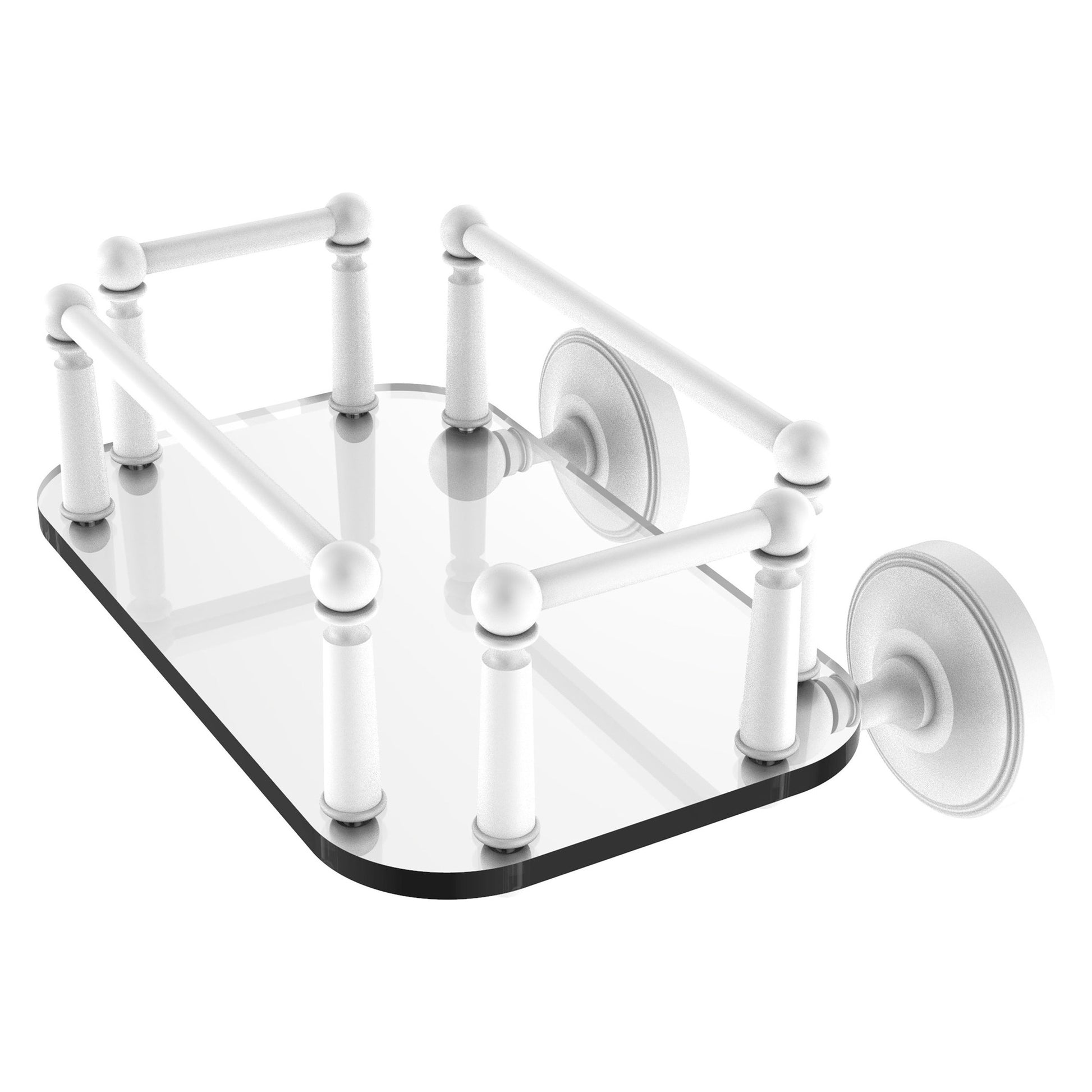 Allied Brass Prestige Regal 10.25" x 8" Matte White Solid Brass PR-GT-5 Wall-Mounted Glass Guest Towel Tray