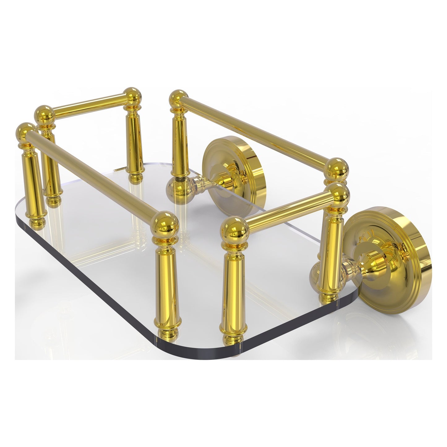 Allied Brass Prestige Regal 10.25" x 8" Polished Brass Solid Brass PR-GT-5 Wall-Mounted Glass Guest Towel Tray
