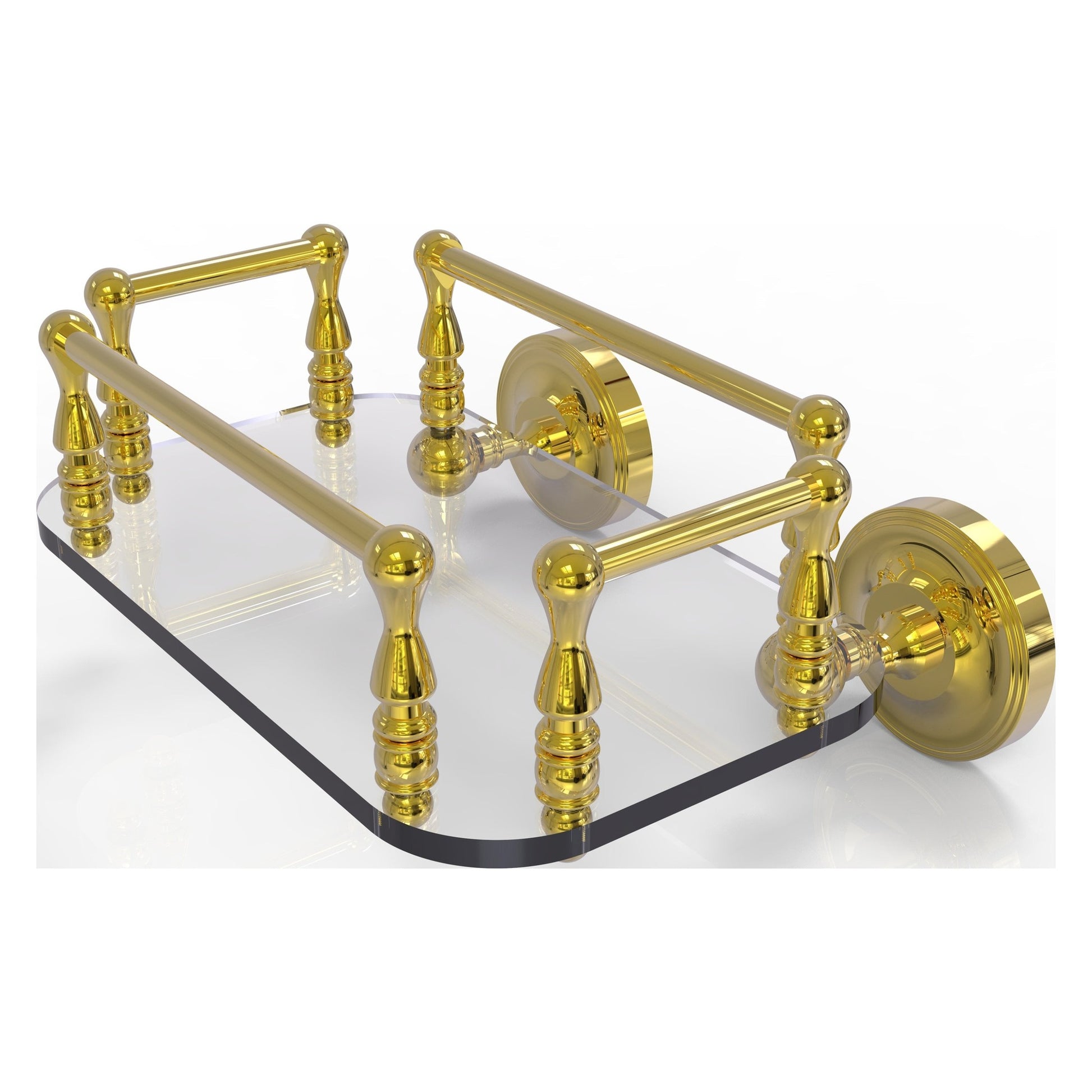 Allied Brass Prestige Regal 10.25" x 8" Polished Brass Solid Brass PR-GT-6 Wall-Mounted Glass Guest Towel Tray