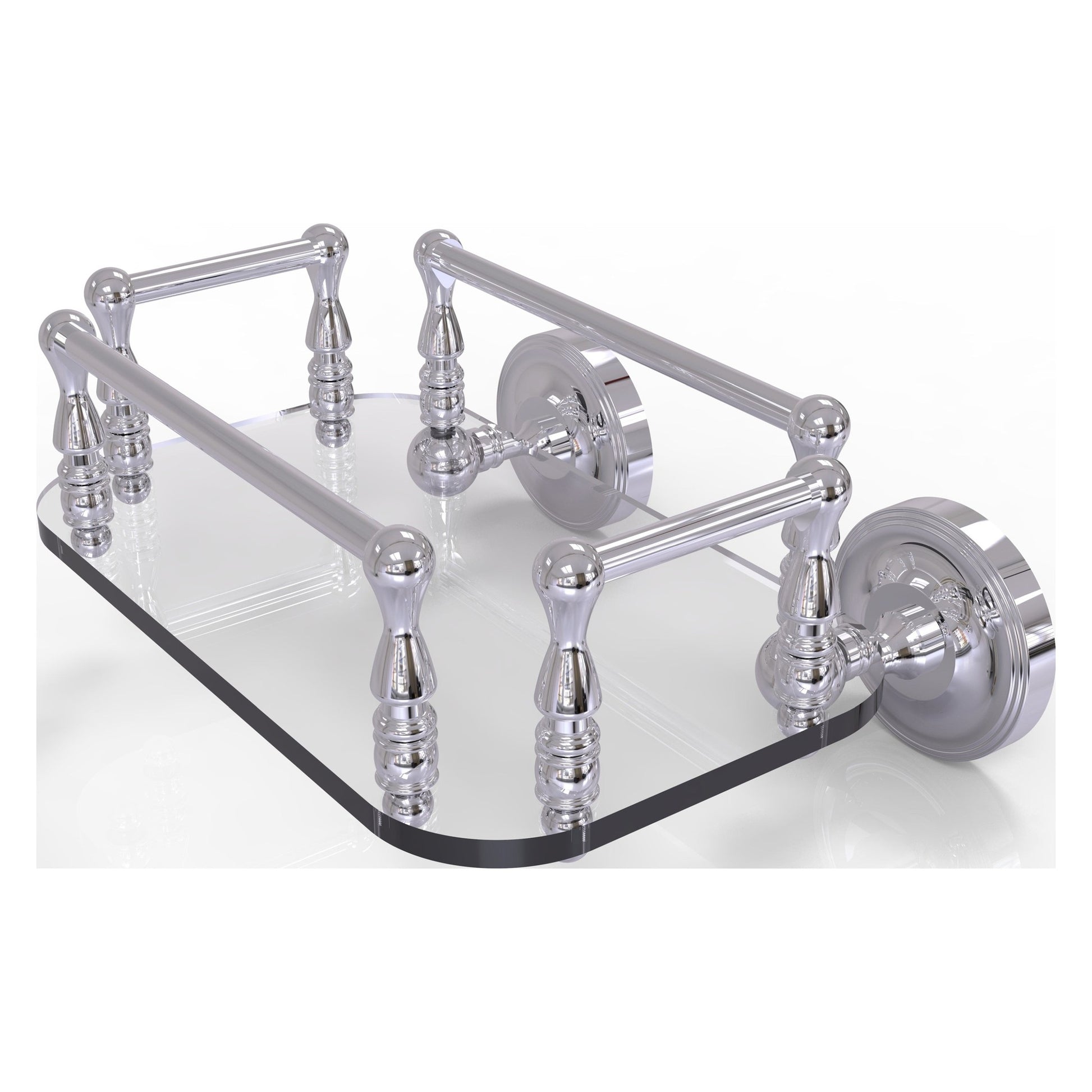 Allied Brass Prestige Regal 10.25" x 8" Polished Chrome Solid Brass PR-GT-6 Wall-Mounted Glass Guest Towel Tray