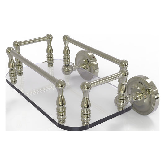 Allied Brass Prestige Regal 10.25" x 8" Polished Nickel Solid Brass PR-GT-6 Wall-Mounted Glass Guest Towel Tray