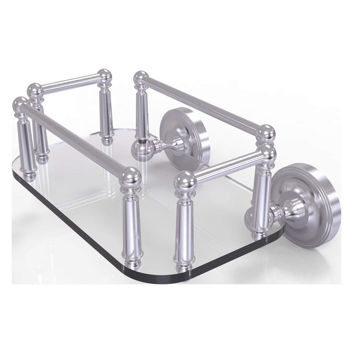 Allied Brass Prestige Regal 10.25" x 8" Satin Chrome Solid Brass PR-GT-5 Wall-Mounted Glass Guest Towel Tray