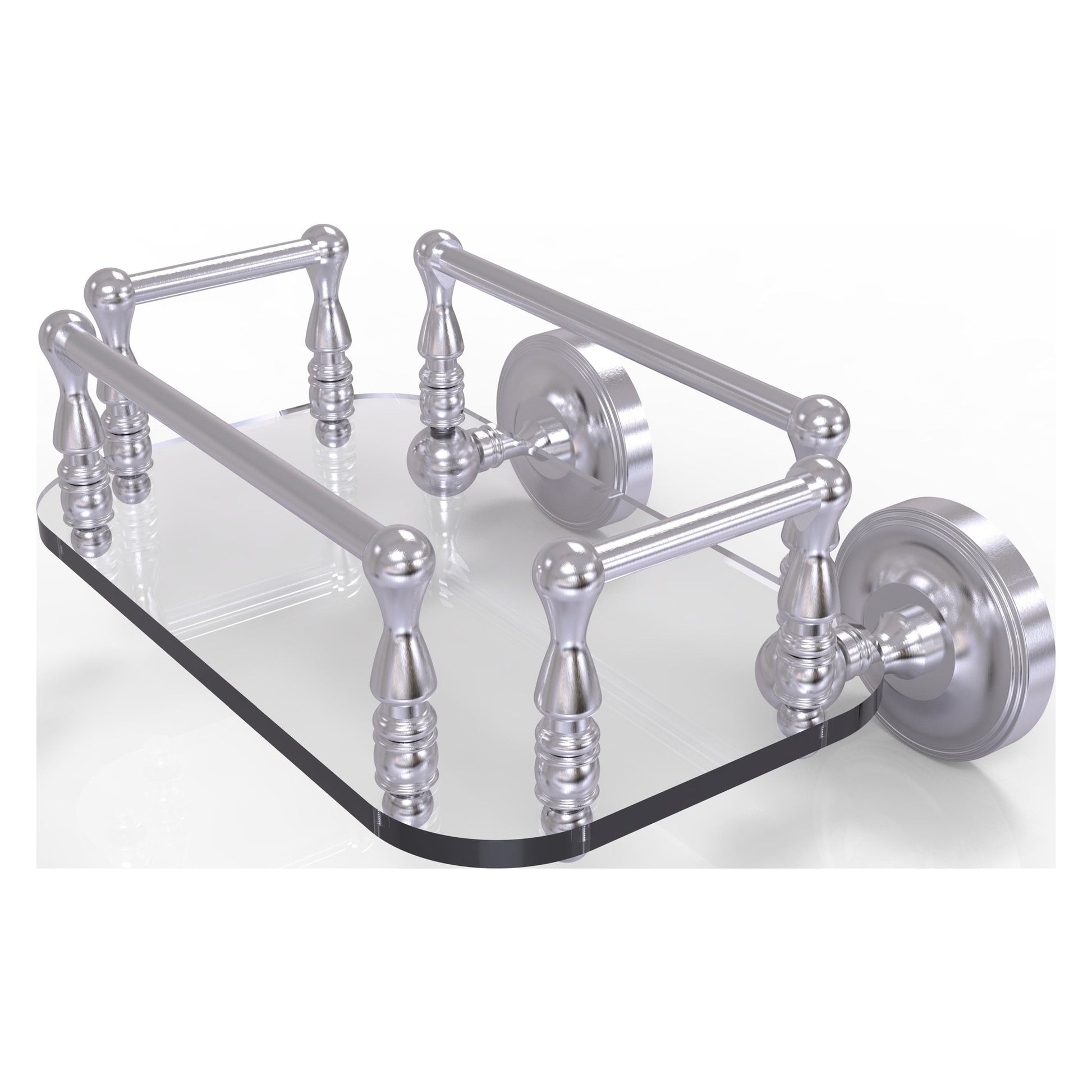 Allied Brass Prestige Regal 10.25" x 8" Satin Chrome Solid Brass PR-GT-6 Wall-Mounted Glass Guest Towel Tray