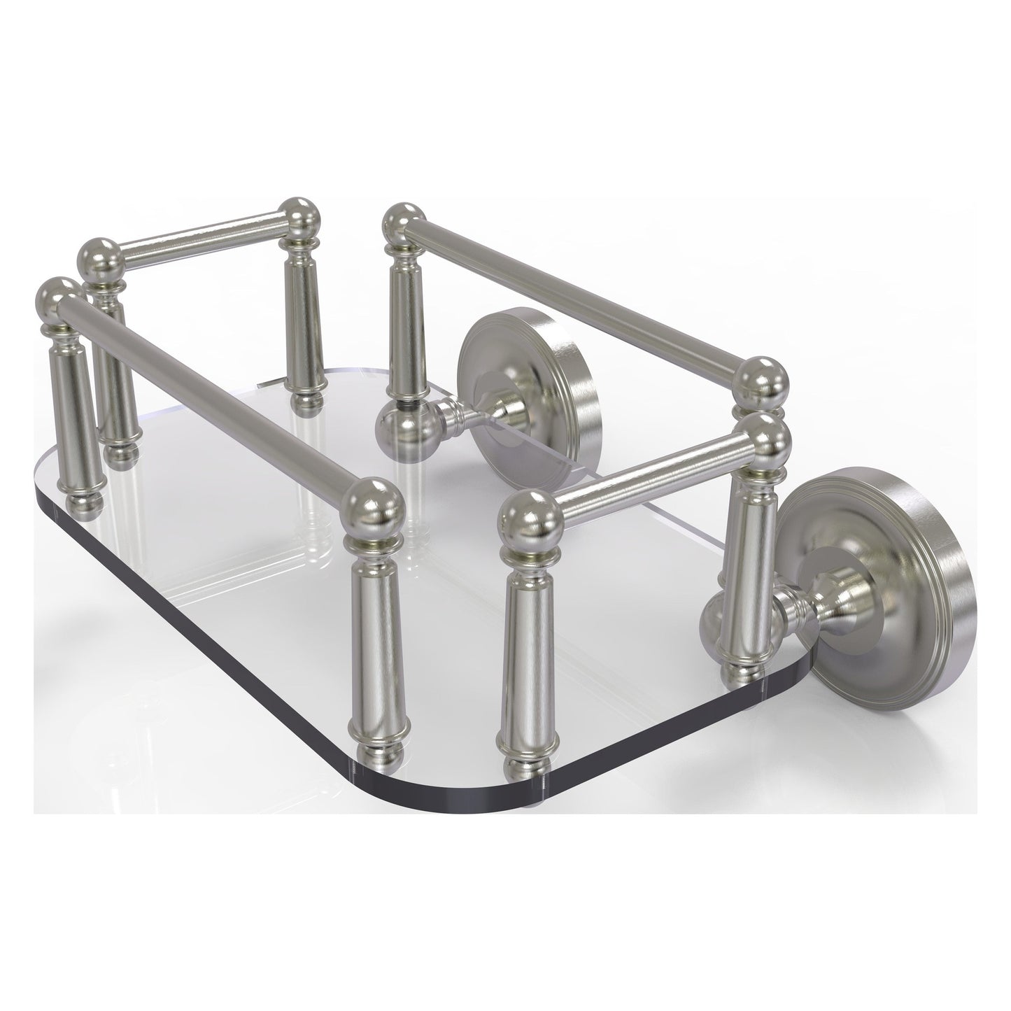 Allied Brass Prestige Regal 10.25" x 8" Satin Nickel Solid Brass PR-GT-5 Wall-Mounted Glass Guest Towel Tray