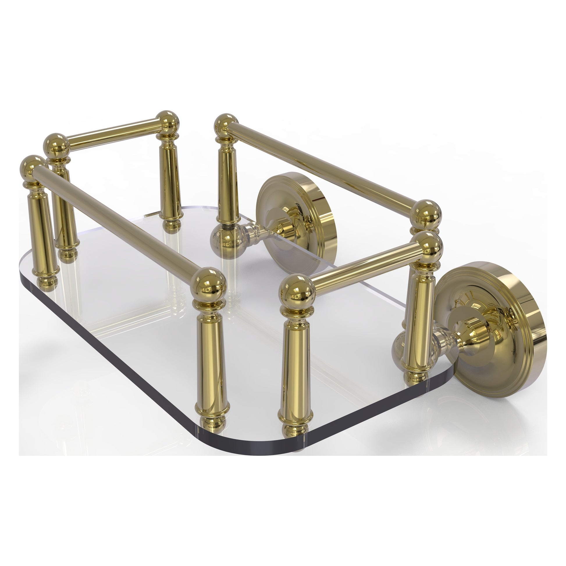 Allied Brass Prestige Regal 10.25" x 8" Unlacquered Brass Solid Brass PR-GT-5 Wall-Mounted Glass Guest Towel Tray
