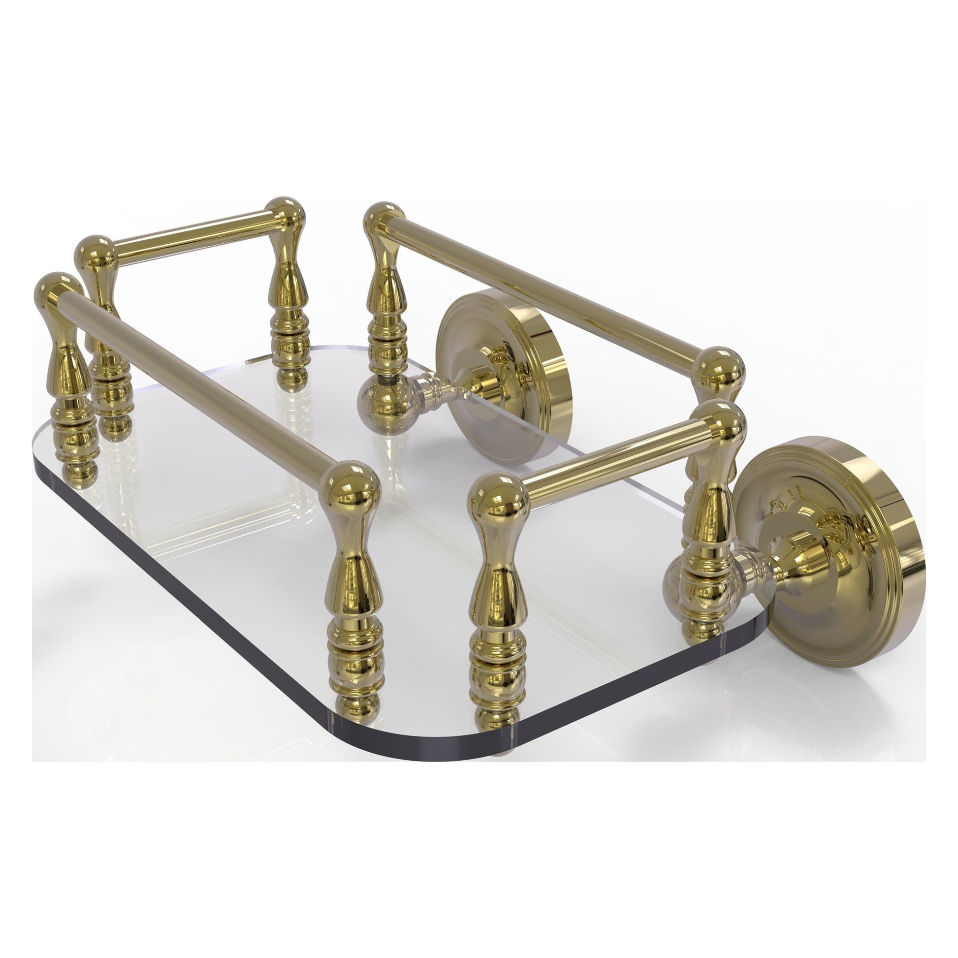 Allied Brass Prestige Regal 10.25" x 8" Unlacquered Brass Solid Brass PR-GT-6 Wall-Mounted Glass Guest Towel Tray