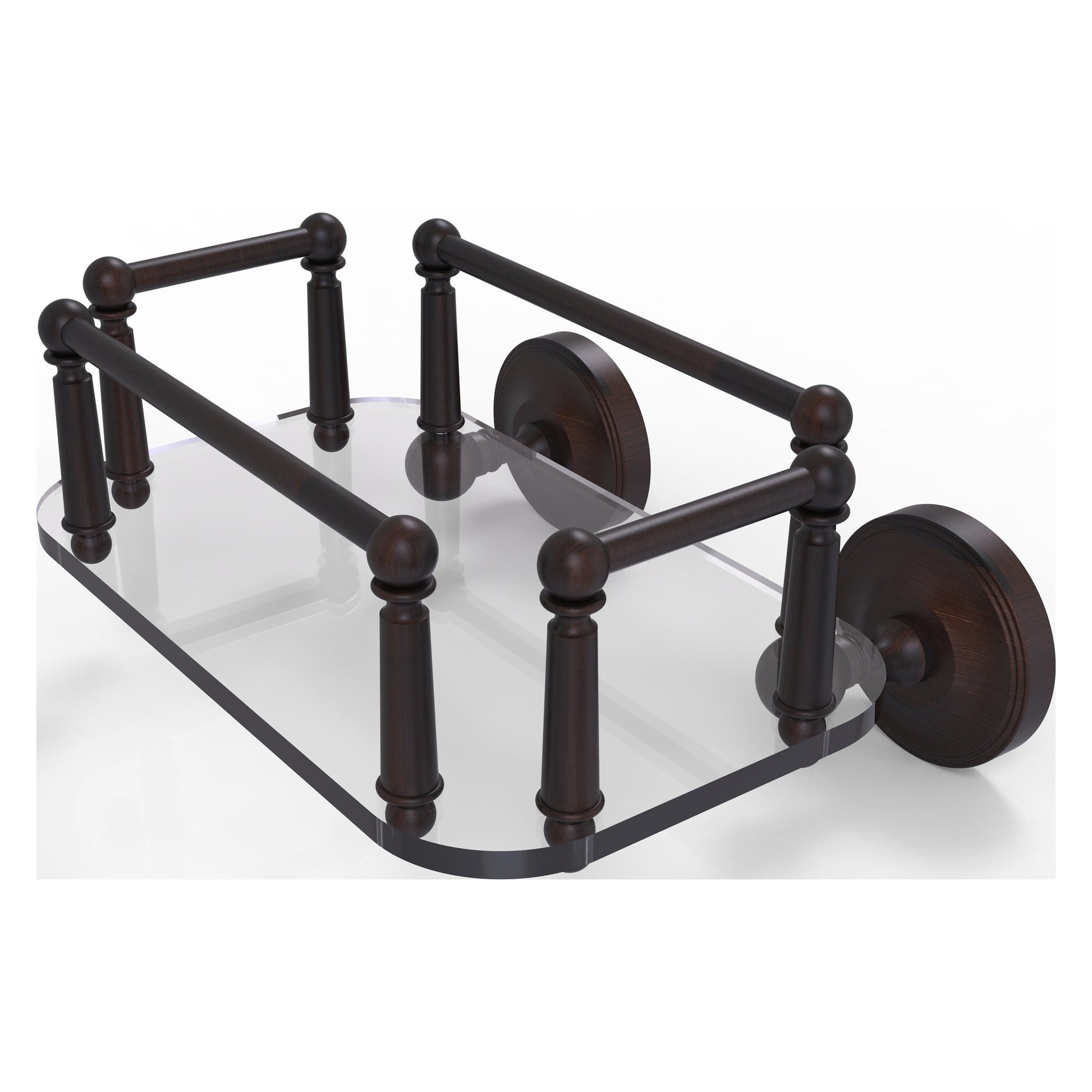 Allied Brass Prestige Regal 10.25" x 8" Venetian Bronze Solid Brass PR-GT-5 Wall-Mounted Glass Guest Towel Tray