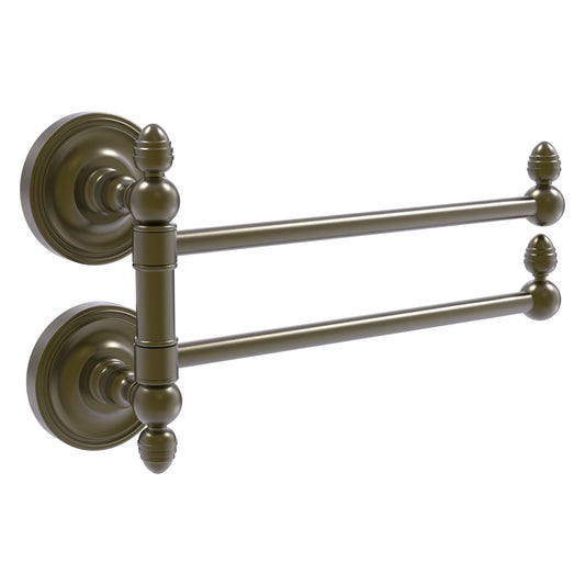 Allied Brass Prestige Regal 12.5" x 7" Antique Brass Solid Brass 2-Swing Arm Towel Rail