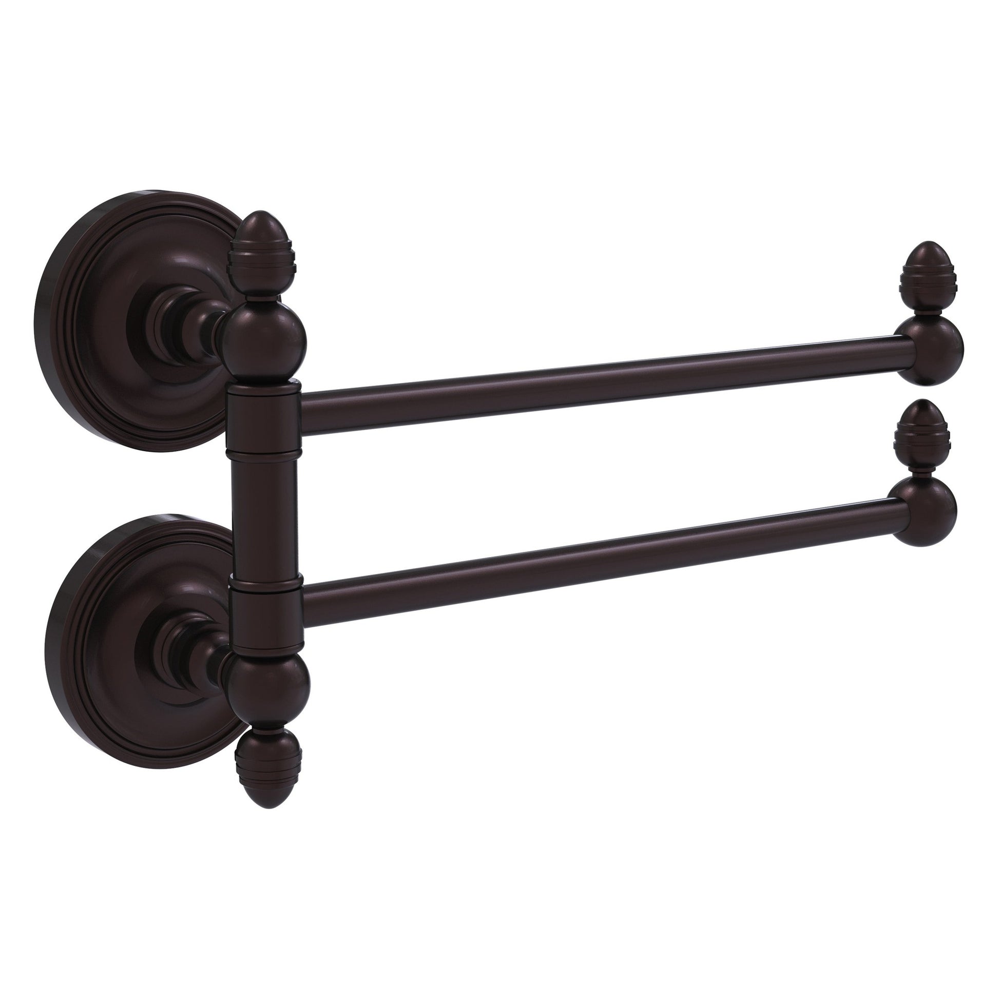 Allied Brass Prestige Regal 12.5" x 7" Antique Bronze Solid Brass 2-Swing Arm Towel Rail