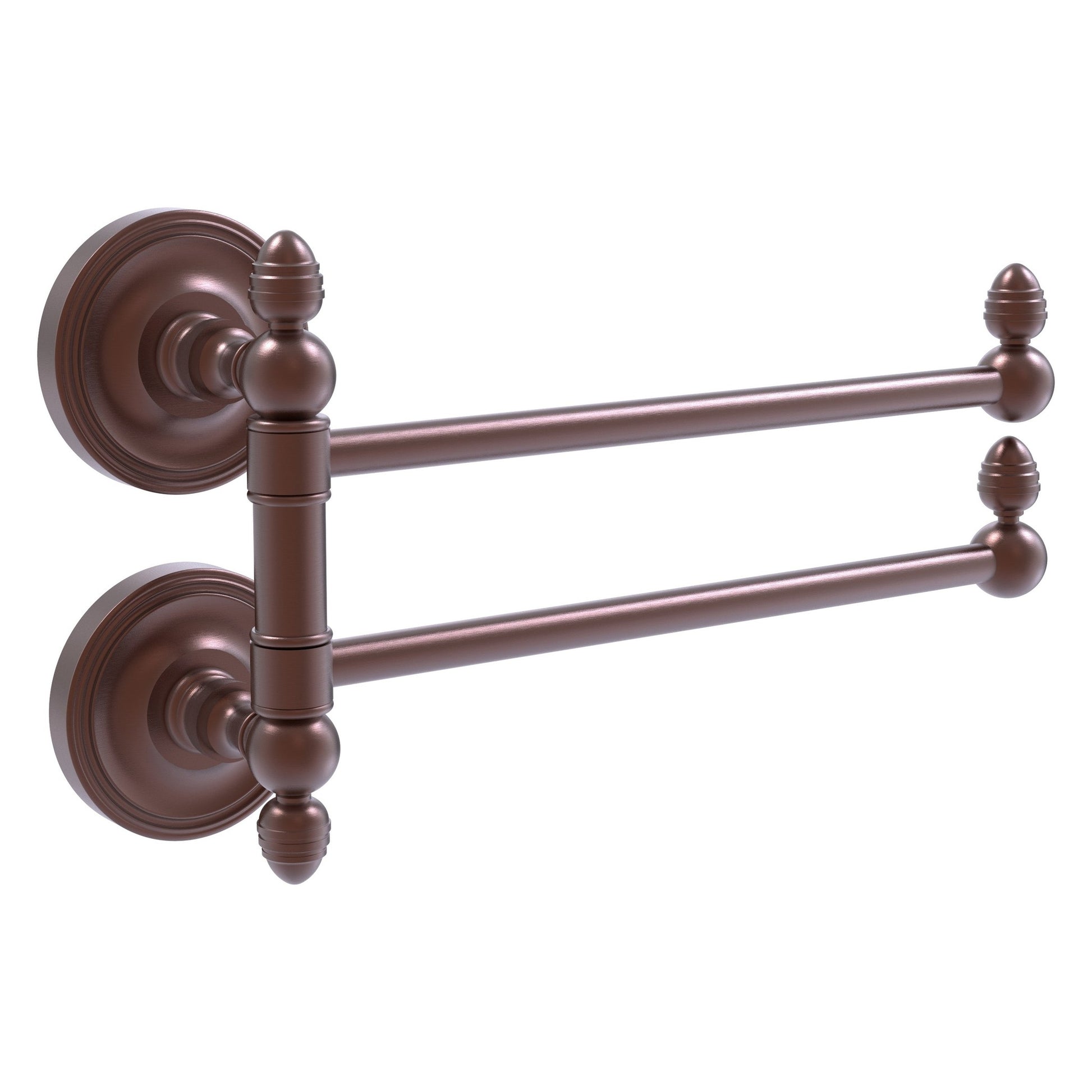 Allied Brass Prestige Regal 12.5" x 7" Antique Copper Solid Brass 2-Swing Arm Towel Rail