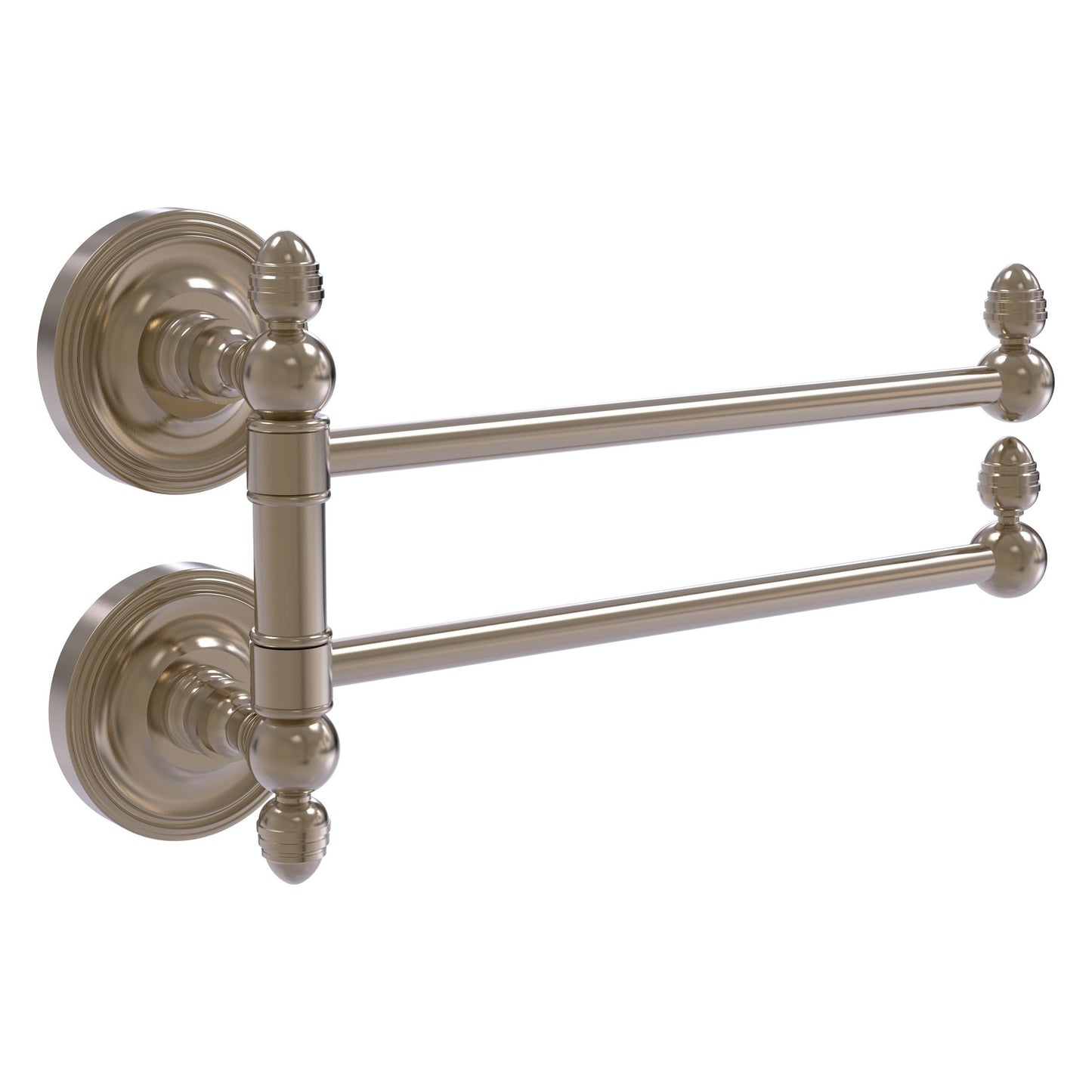 Allied Brass Prestige Regal 12.5" x 7" Antique Pewter Solid Brass 2-Swing Arm Towel Rail