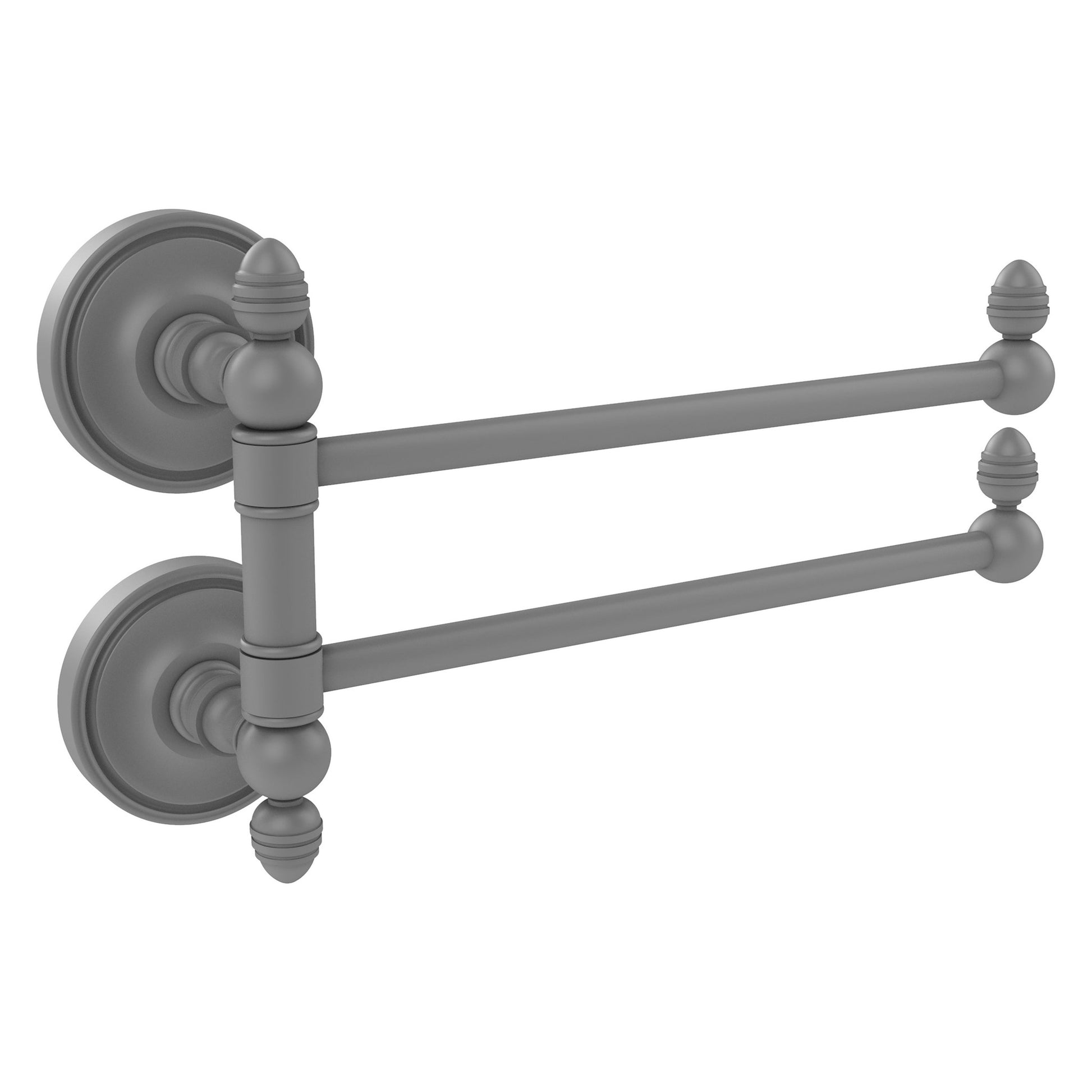 Allied Brass Prestige Regal 12.5" x 7" Matte Gray Solid Brass 2-Swing Arm Towel Rail