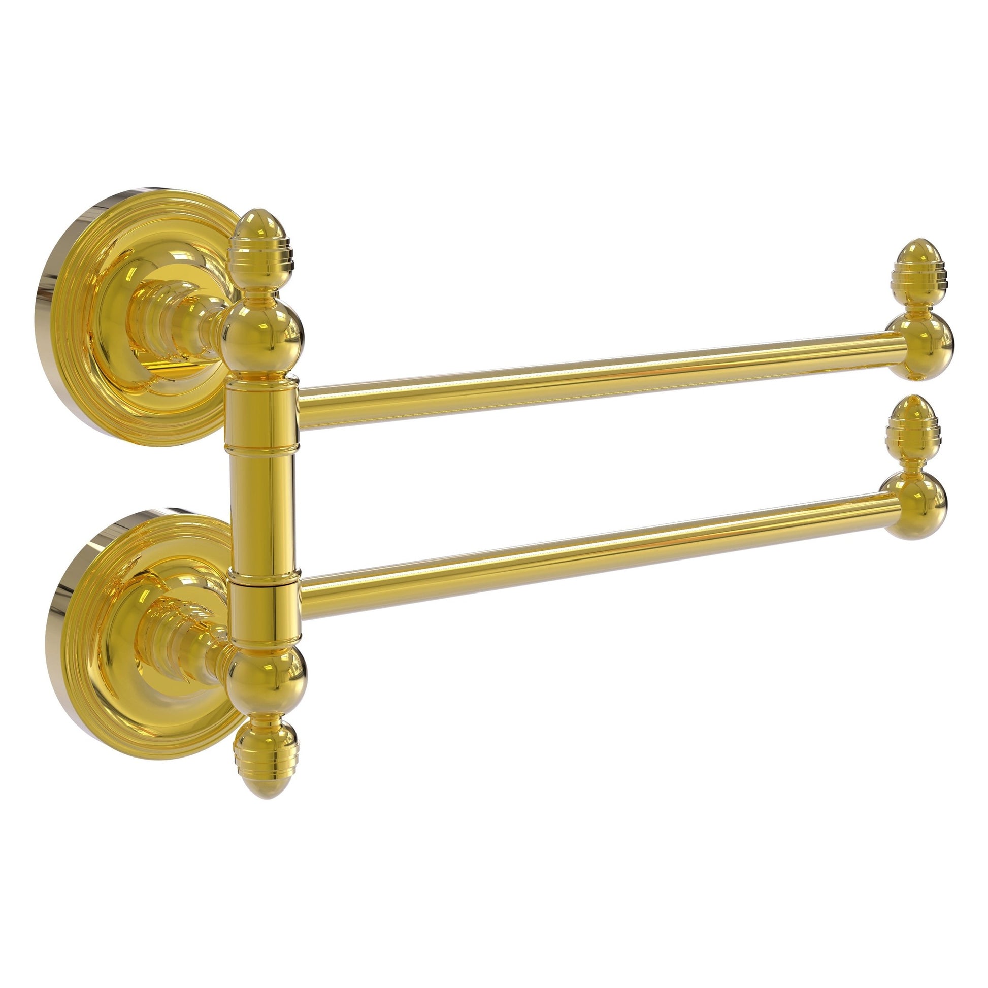 Allied Brass Prestige Regal 12.5" x 7" Polished Brass Solid Brass 2-Swing Arm Towel Rail