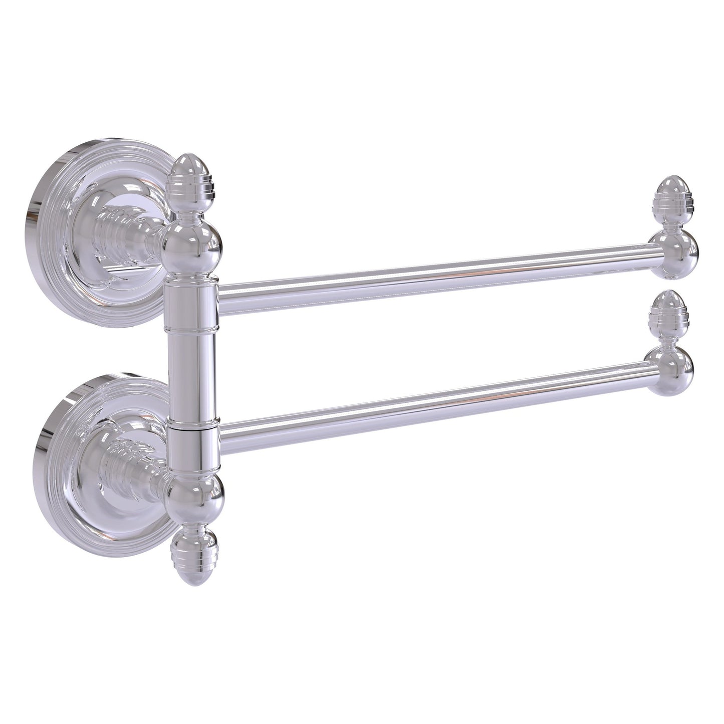 Allied Brass Prestige Regal 12.5" x 7" Polished Chrome Solid Brass 2-Swing Arm Towel Rail