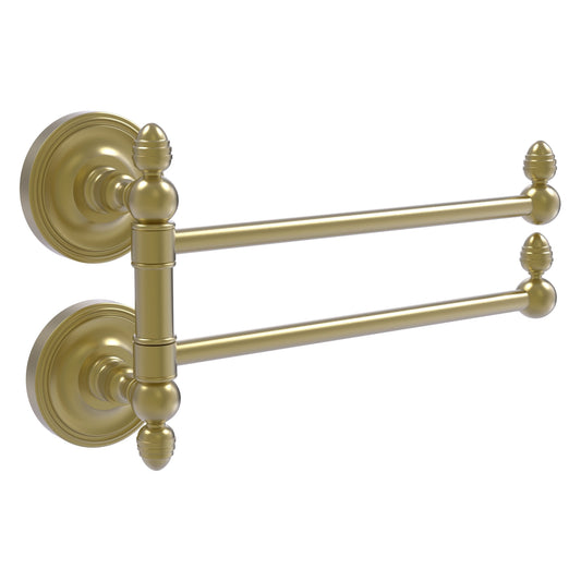 Allied Brass Prestige Regal 12.5" x 7" Satin Brass Solid Brass 2-Swing Arm Towel Rail