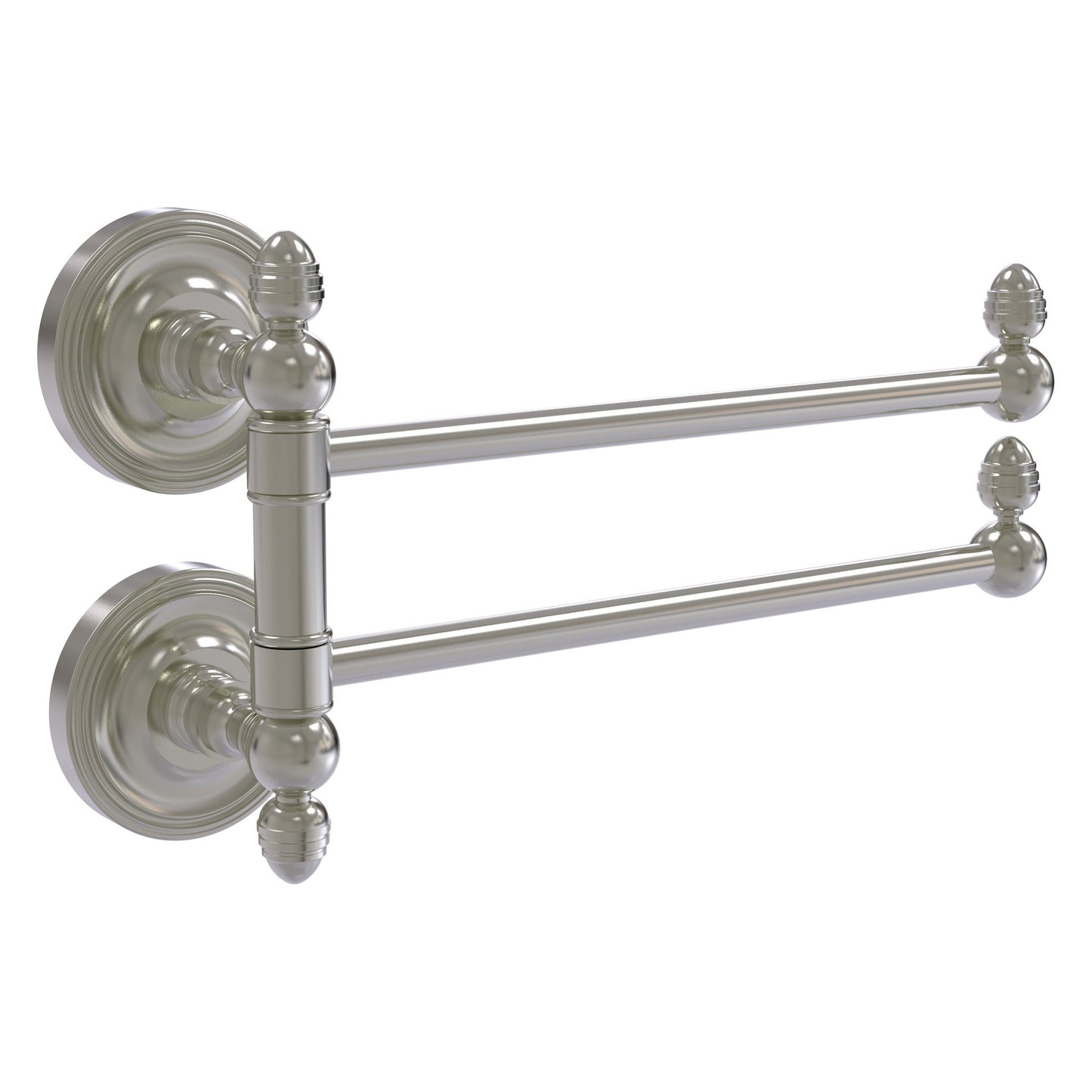 Allied Brass Prestige Regal 12.5" x 7" Satin Nickel Solid Brass 2-Swing Arm Towel Rail