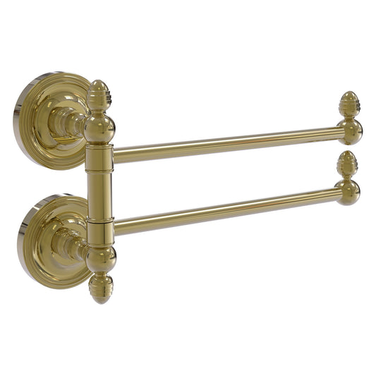 Allied Brass Prestige Regal 12.5" x 7" Unlacquered Brass Solid Brass 2-Swing Arm Towel Rail