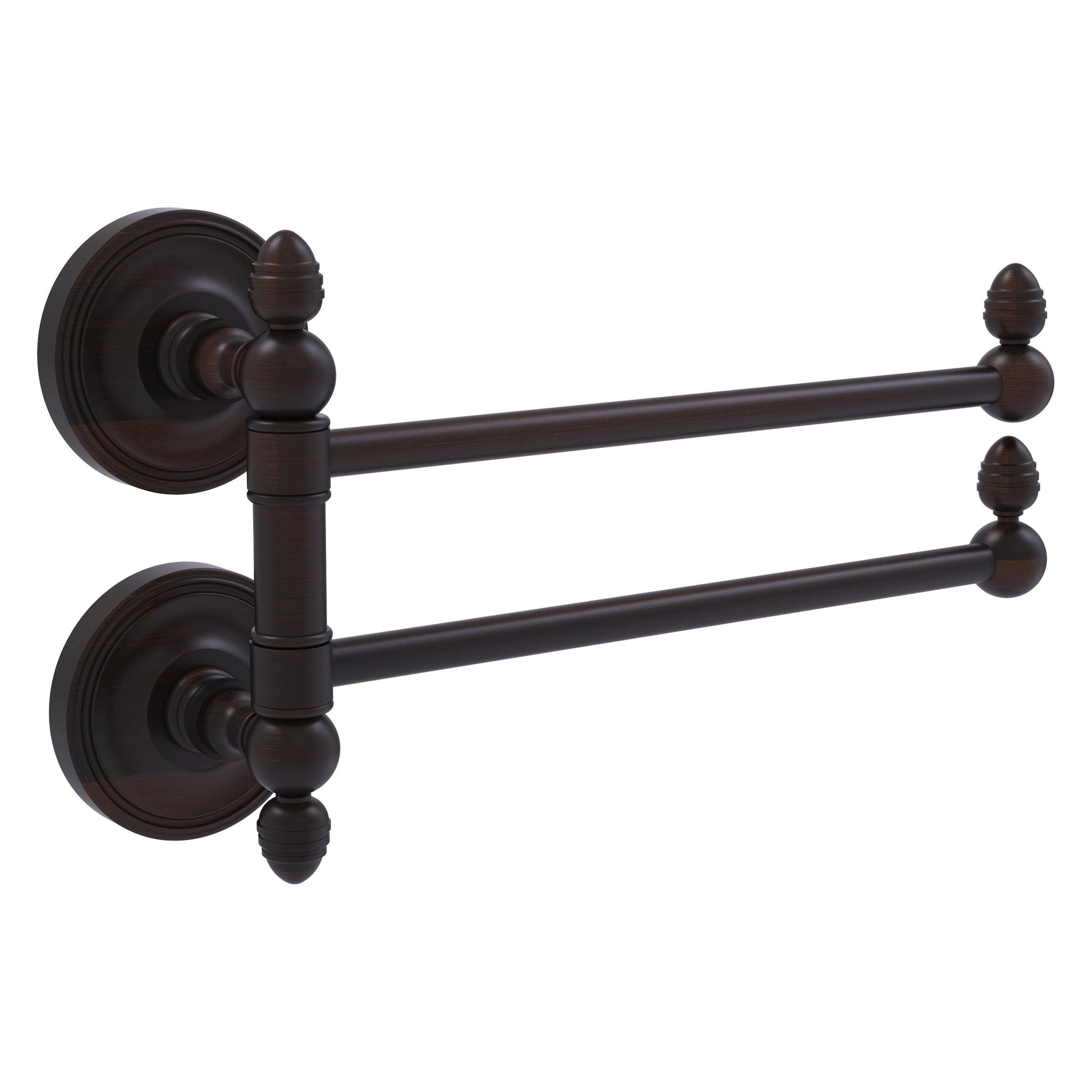 Allied Brass Prestige Regal 12.5" x 7" Venetian Bronze Solid Brass 2-Swing Arm Towel Rail