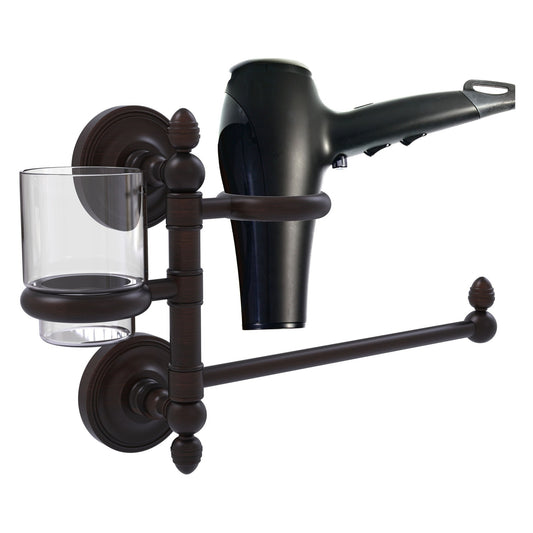 Allied Brass Prestige Regal 15" x 7" Venetian Bronze Solid Brass Hair Dryer Holder and Organizer