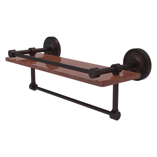 Allied Brass Prestige Regal 16" x 5" Antique Bronze Solid Brass 16-Inch IPE Ironwood Shelf With Gallery Rail and Towel Bar