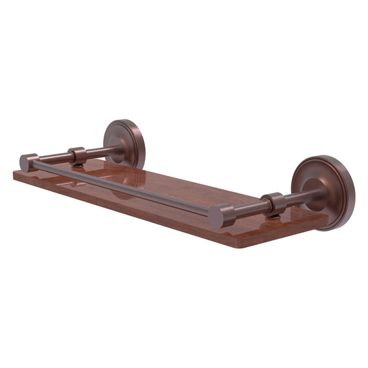 Allied Brass Prestige Regal 16" x 5" Antique Copper Solid Brass 16-Inch Solid IPE Ironwood Shelf With Gallery Rail