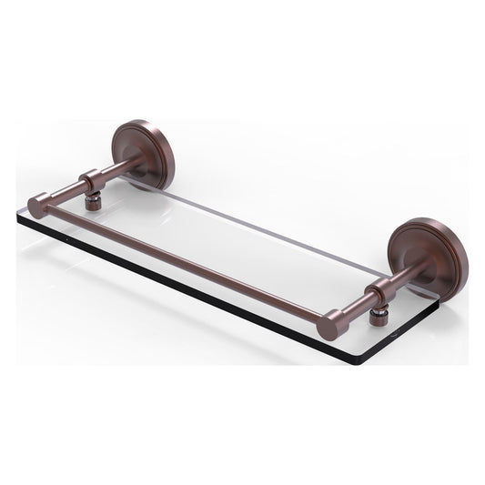 Allied Brass Prestige Regal 16" x 5" Antique Copper Solid Brass 16-Inch Tempered Glass Shelf With Gallery Rail