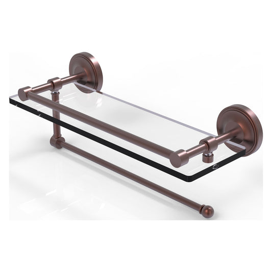 Allied Brass Prestige Regal 16" x 5" Antique Copper Solid Brass Paper Towel Holder With 16-Inch Gallery Glass Shelf