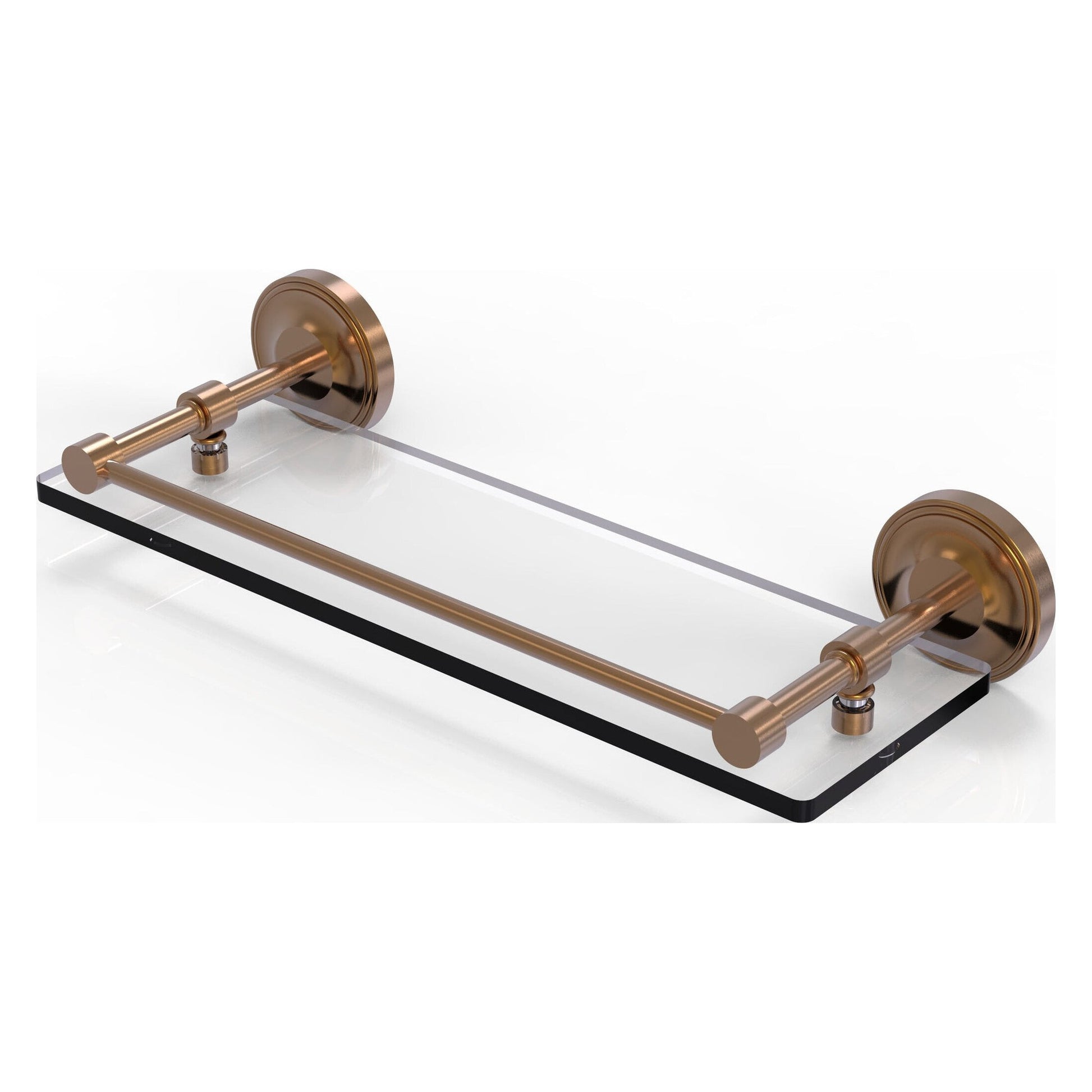 Allied Brass Prestige Regal 16" x 5" Brushed Bronze Solid Brass 16-Inch Tempered Glass Shelf With Gallery Rail