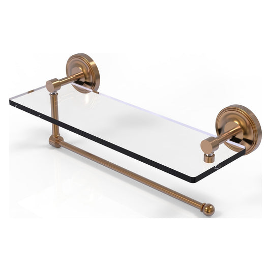 Allied Brass Prestige Regal 16" x 5" Brushed Bronze Solid Brass Paper Towel Holder With 16-Inch Glass Shelf