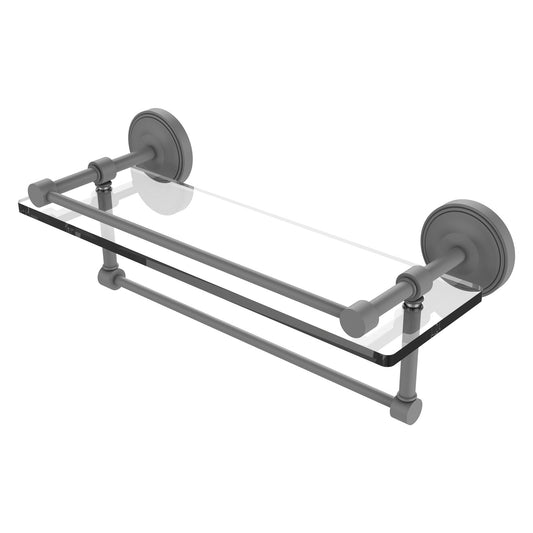 Allied Brass Prestige Regal 16" x 5" Matte Gray Solid Brass 16-Inch Gallery Glass Shelf With Towel Bar