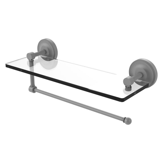 Allied Brass Prestige Regal 16" x 5" Matte Gray Solid Brass Paper Towel Holder With 16-Inch Glass Shelf