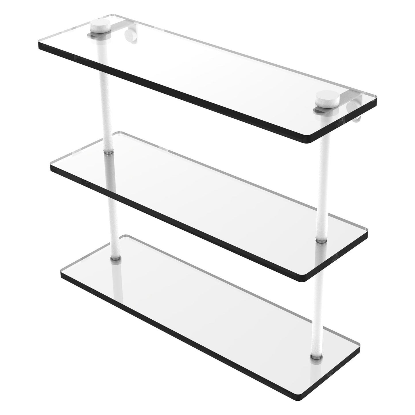 Allied Brass Prestige Regal 16" x 5" Matte White Solid Brass 16-Inch Triple-Tiered Glass Shelf