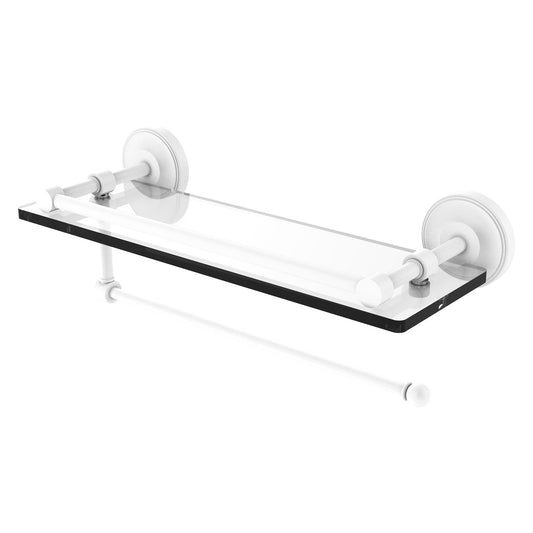 Allied Brass Prestige Regal 16" x 5" Matte White Solid Brass Paper Towel Holder With 16-Inch Gallery Glass Shelf