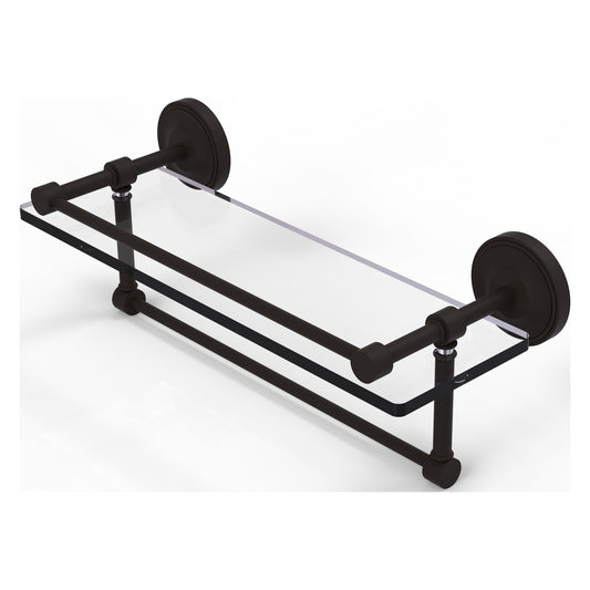 Allied Brass Prestige Regal 16" x 5" Oil Rubbed Bronze Solid Brass 16-Inch Gallery Glass Shelf With Towel Bar