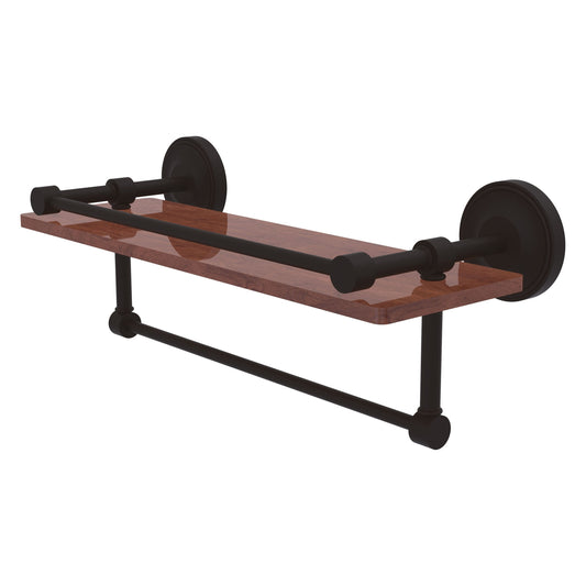 Allied Brass Prestige Regal 16" x 5" Oil Rubbed Bronze Solid Brass 16-Inch IPE Ironwood Shelf With Gallery Rail and Towel Bar
