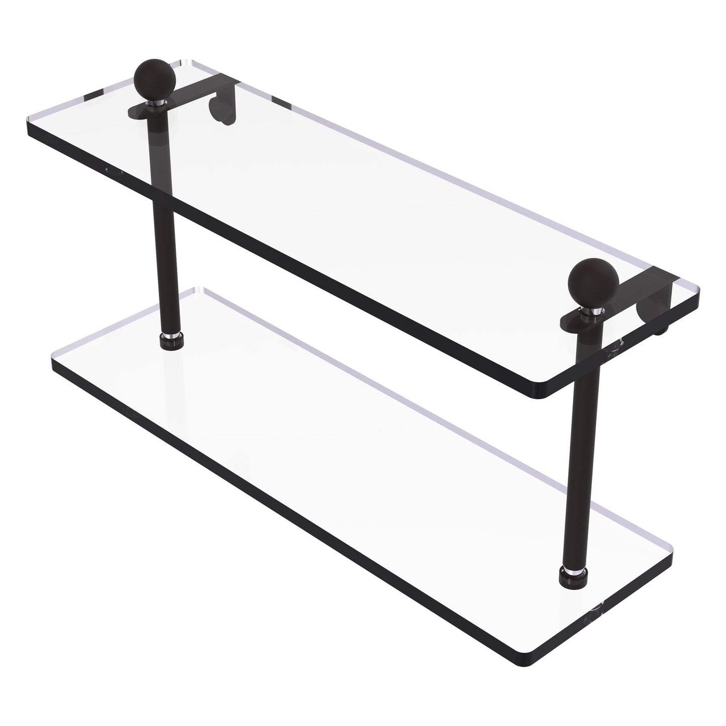 Allied Brass Prestige Regal 16" x 5" Oil Rubbed Bronze Solid Brass 16 Inch Two-Tiered Glass Shelf