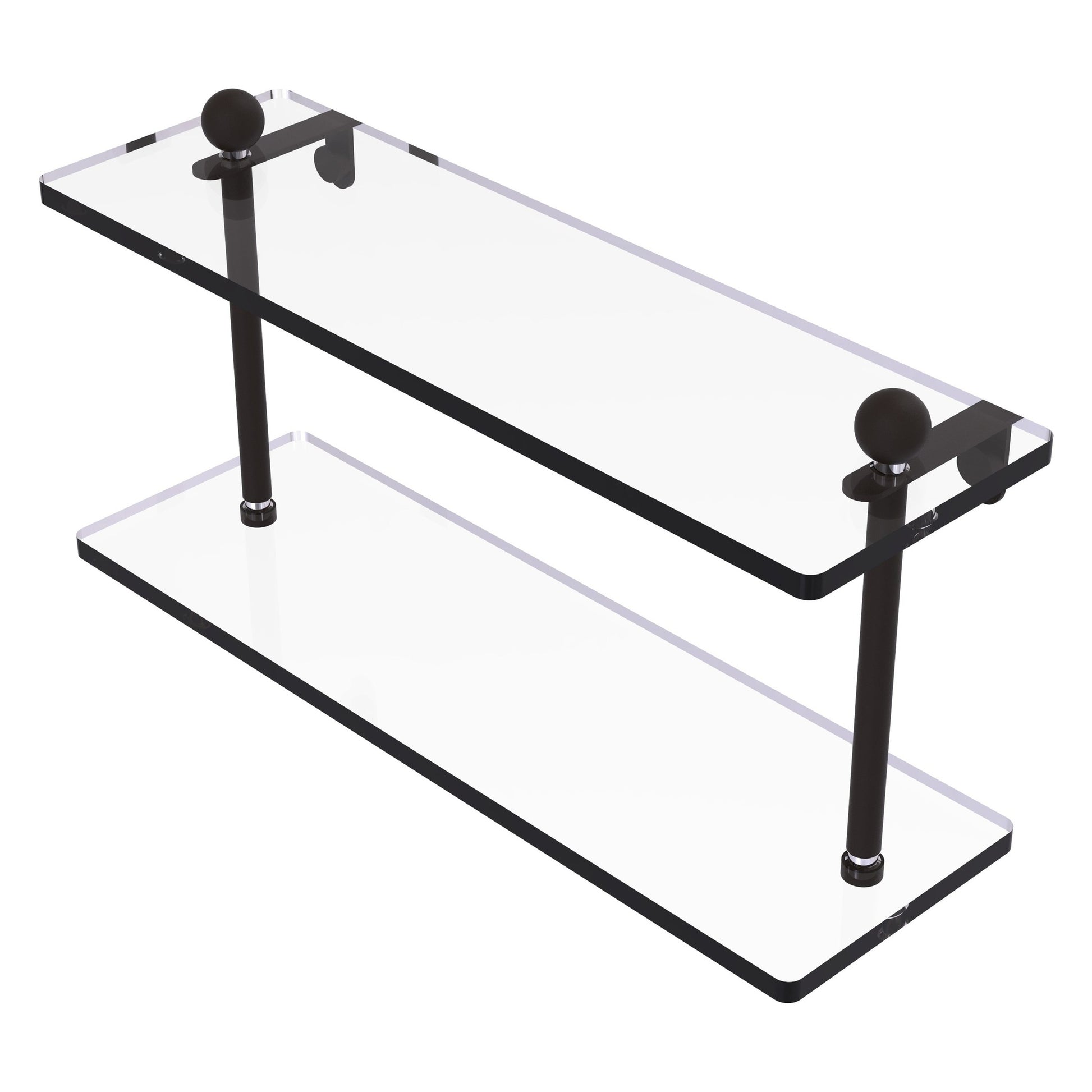 Allied Brass Prestige Regal 16" x 5" Oil Rubbed Bronze Solid Brass 16 Inch Two-Tiered Glass Shelf