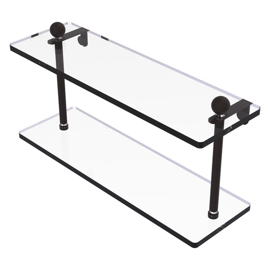 Allied Brass Prestige Regal 16" x 5" Oil Rubbed Bronze Solid Brass 16 Inch Two-Tiered Glass Shelf