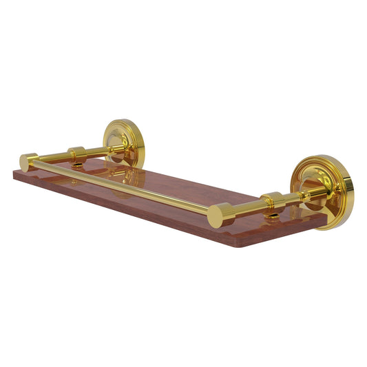 Allied Brass Prestige Regal 16" x 5" Polished Brass Solid Brass 16-Inch Solid IPE Ironwood Shelf With Gallery Rail