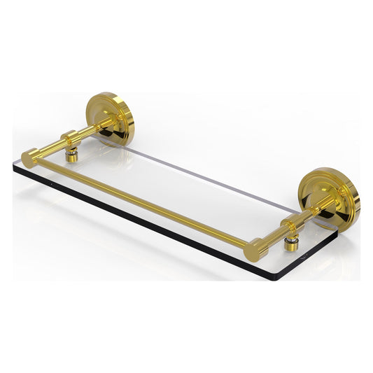 Allied Brass Prestige Regal 16" x 5" Polished Brass Solid Brass 16-Inch Tempered Glass Shelf With Gallery Rail