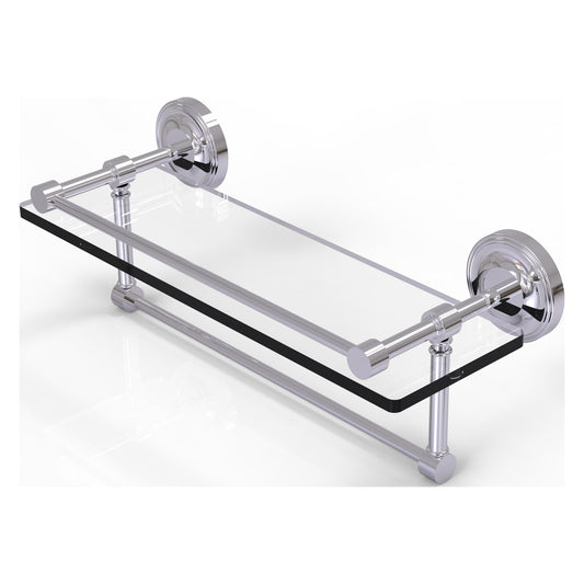 Allied Brass Prestige Regal 16" x 5" Polished Chrome Solid Brass 16-Inch Gallery Glass Shelf With Towel Bar