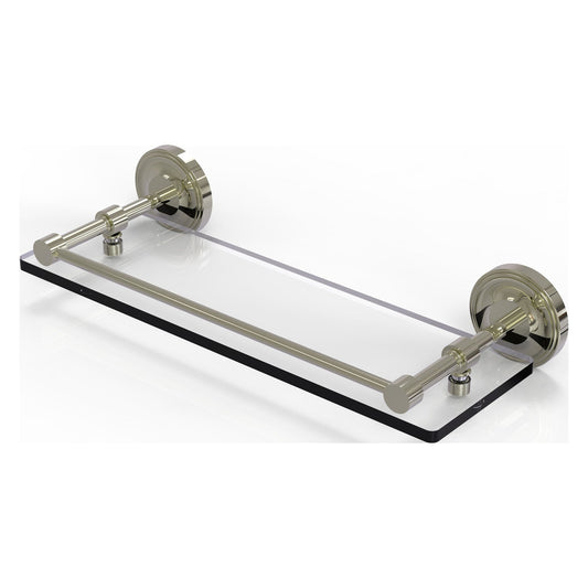 Allied Brass Prestige Regal 16" x 5" Polished Nickel Solid Brass 16-Inch Tempered Glass Shelf With Gallery Rail