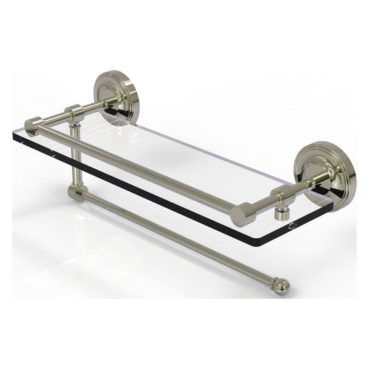 Allied Brass Prestige Regal 16" x 5" Polished Nickel Solid Brass Paper Towel Holder With 16-Inch Gallery Glass Shelf