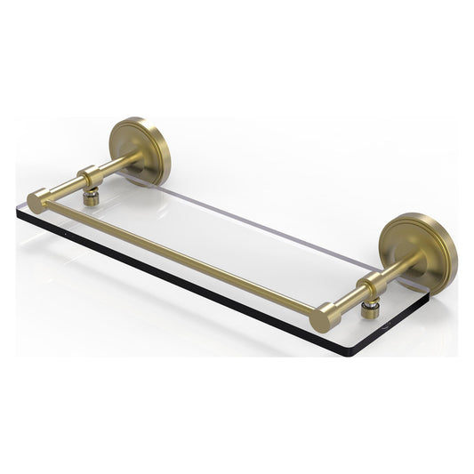 Allied Brass Prestige Regal 16" x 5" Satin Brass Solid Brass 16-Inch Tempered Glass Shelf With Gallery Rail