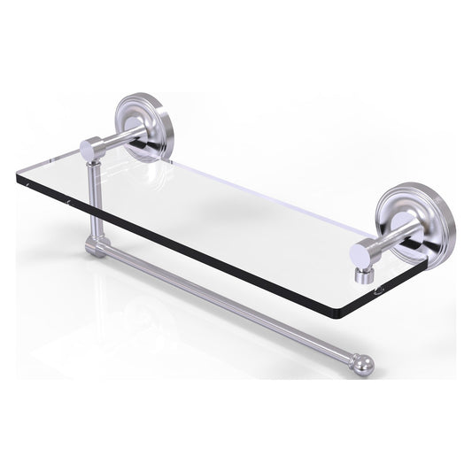 Allied Brass Prestige Regal 16" x 5" Satin Chrome Solid Brass Paper Towel Holder With 16-Inch Glass Shelf