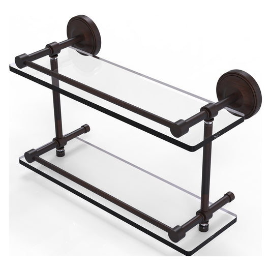 Allied Brass Prestige Regal 16" x 5" Venetian Bronze Solid Brass 16-Inch Double Glass Shelf With Gallery Rail