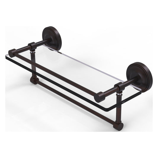 Allied Brass Prestige Regal 16" x 5" Venetian Bronze Solid Brass 16-Inch Gallery Glass Shelf With Towel Bar