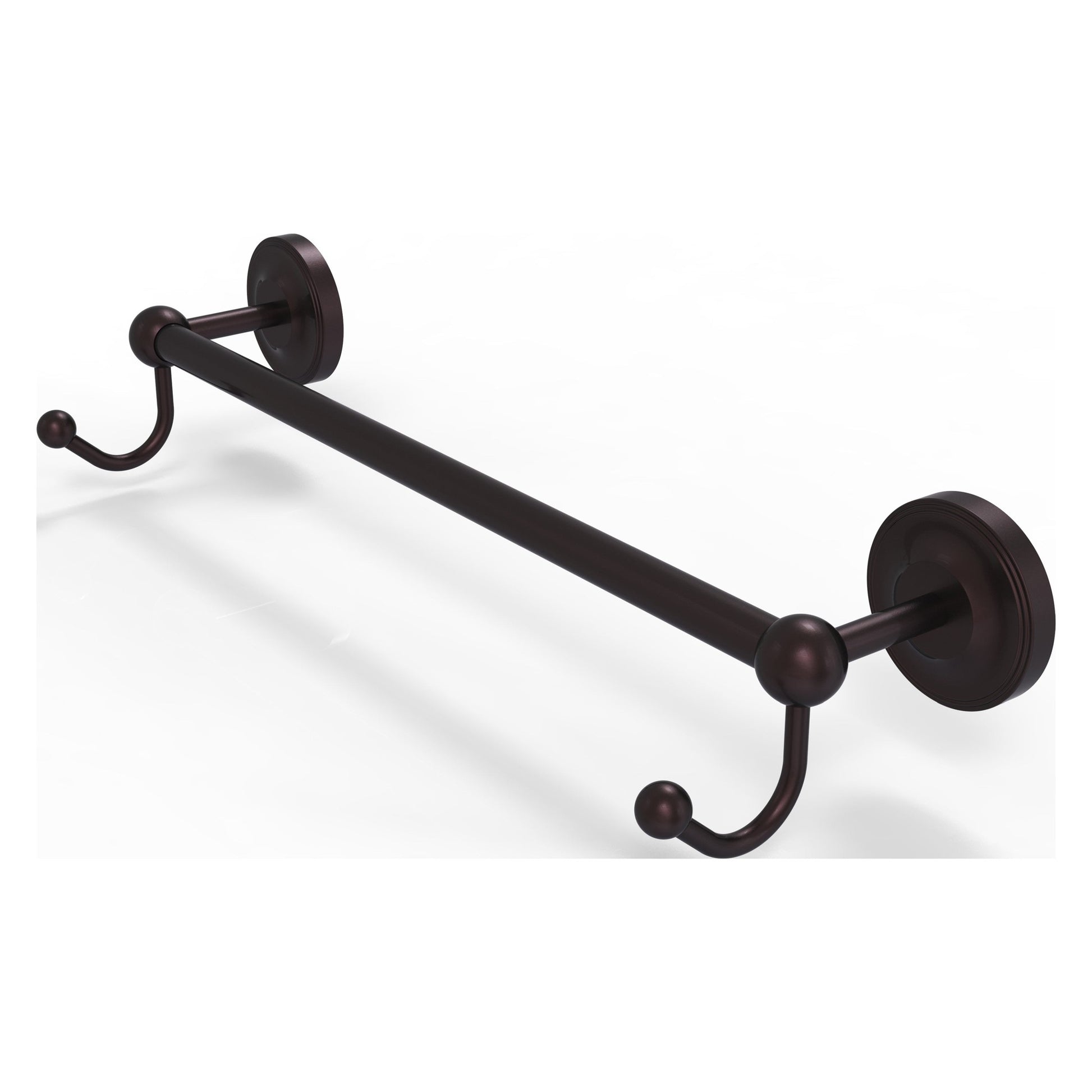 Allied Brass Prestige Regal 20" x 6" Antique Bronze Solid Brass 18-Inch Towel Bar With Integrated Hooks